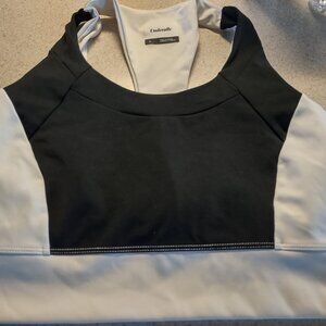 Underalls Sports Bra Racetrack Back Crop Large Black White